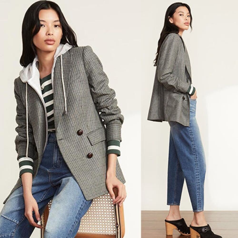 NEW Veronica Beard Pyle Houndstooth Dickey Jacket Sage Multicolor Size: 4